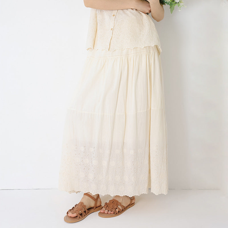 Double layered loose solid color A-line skirt