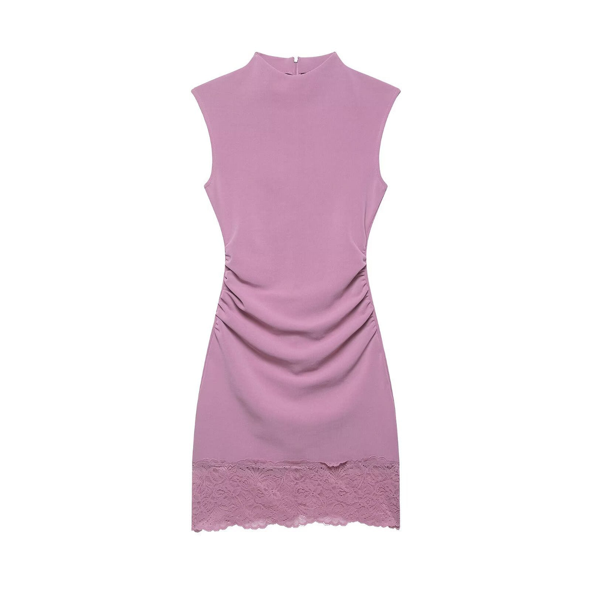 Commuting style elastic lace short dress