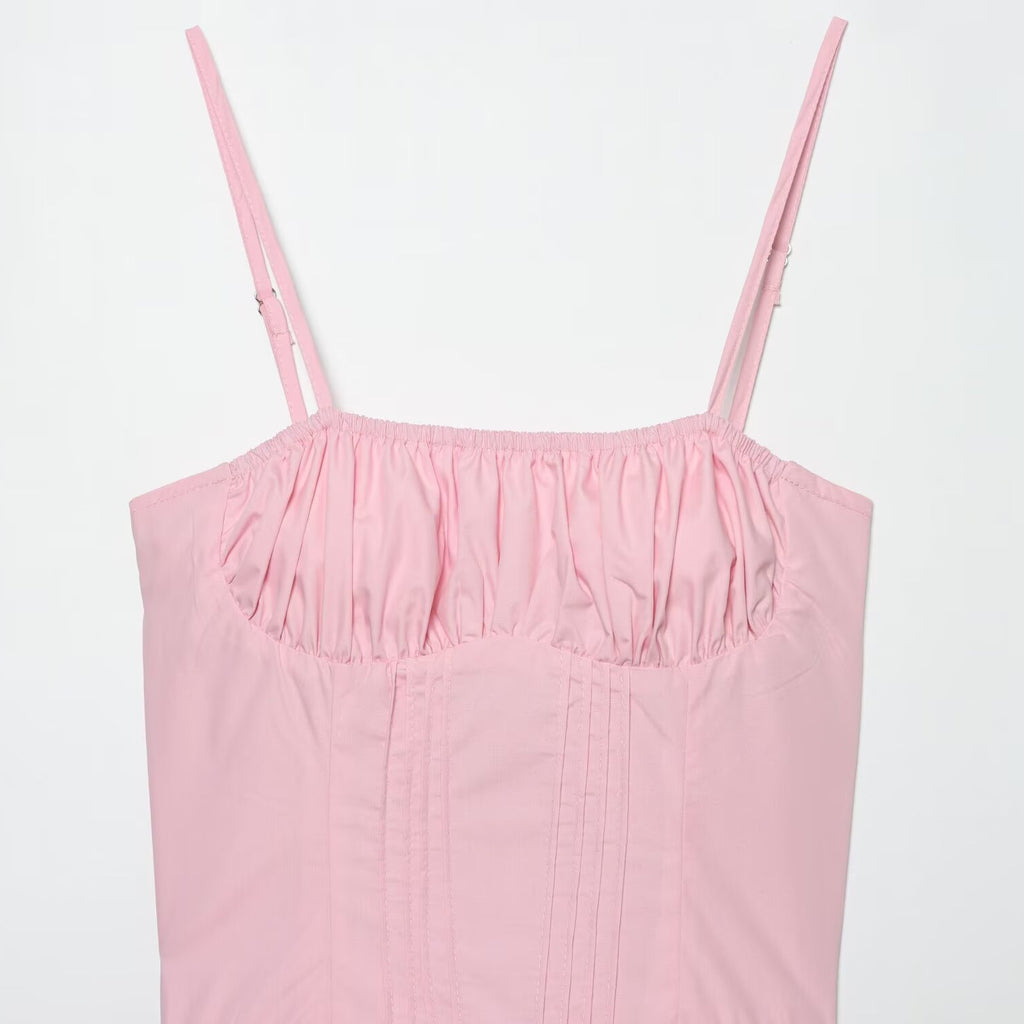 Hot girl waist cinched strapless suspender dress