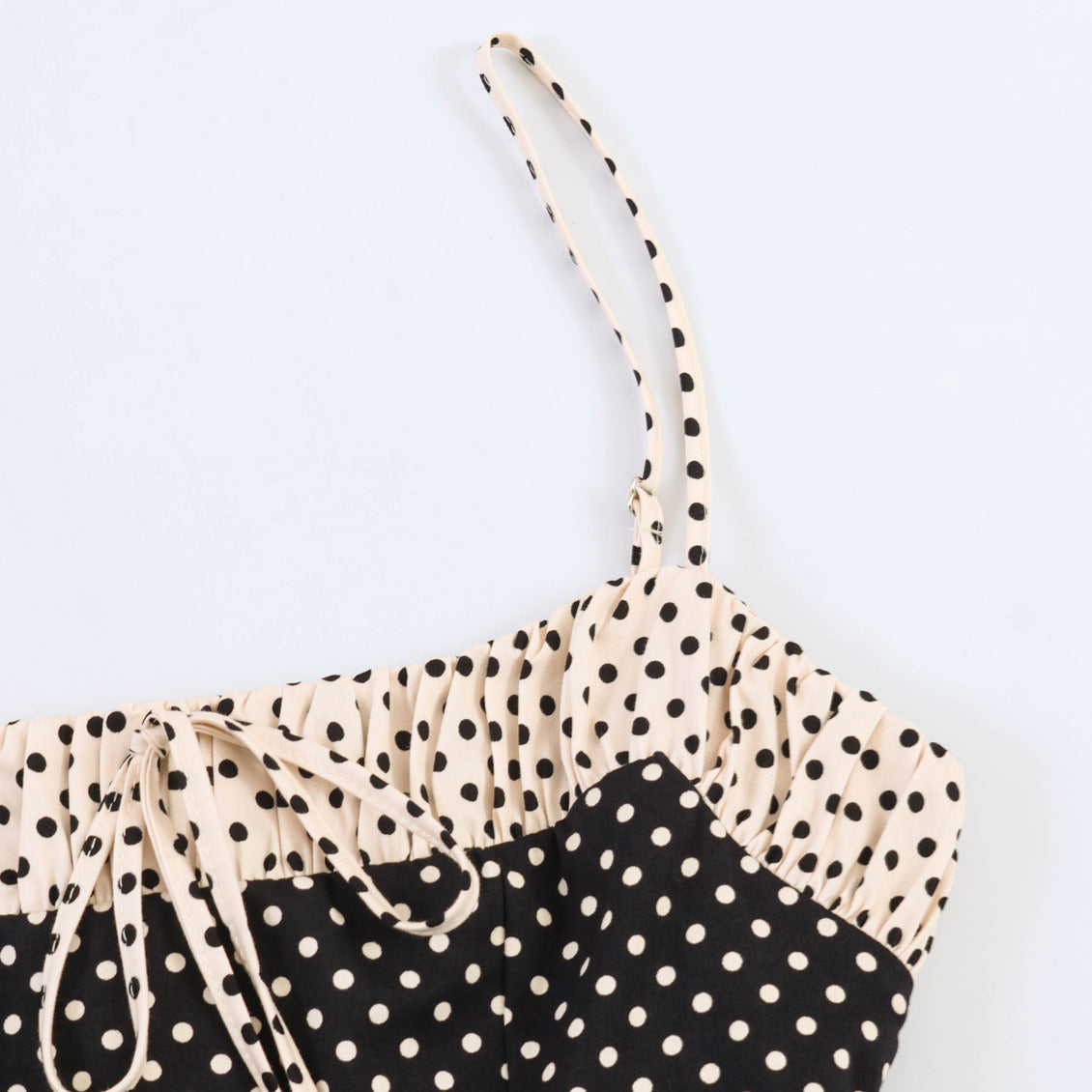 Spicy girl polka dot patchwork suspender dress