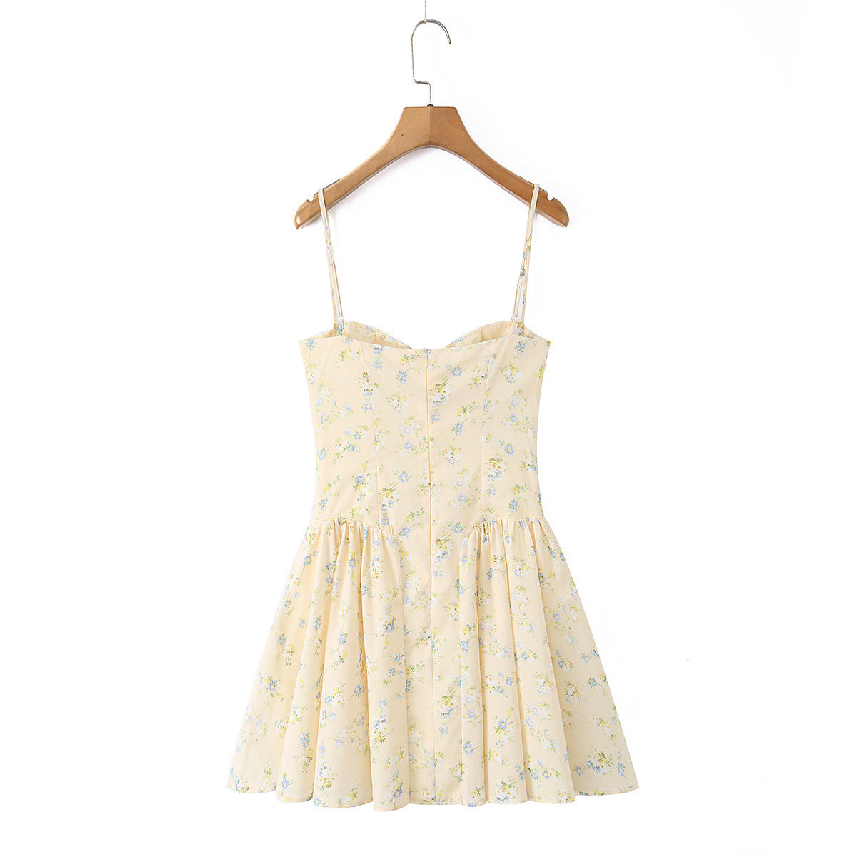 Holiday style floral waist cinching camisole dress