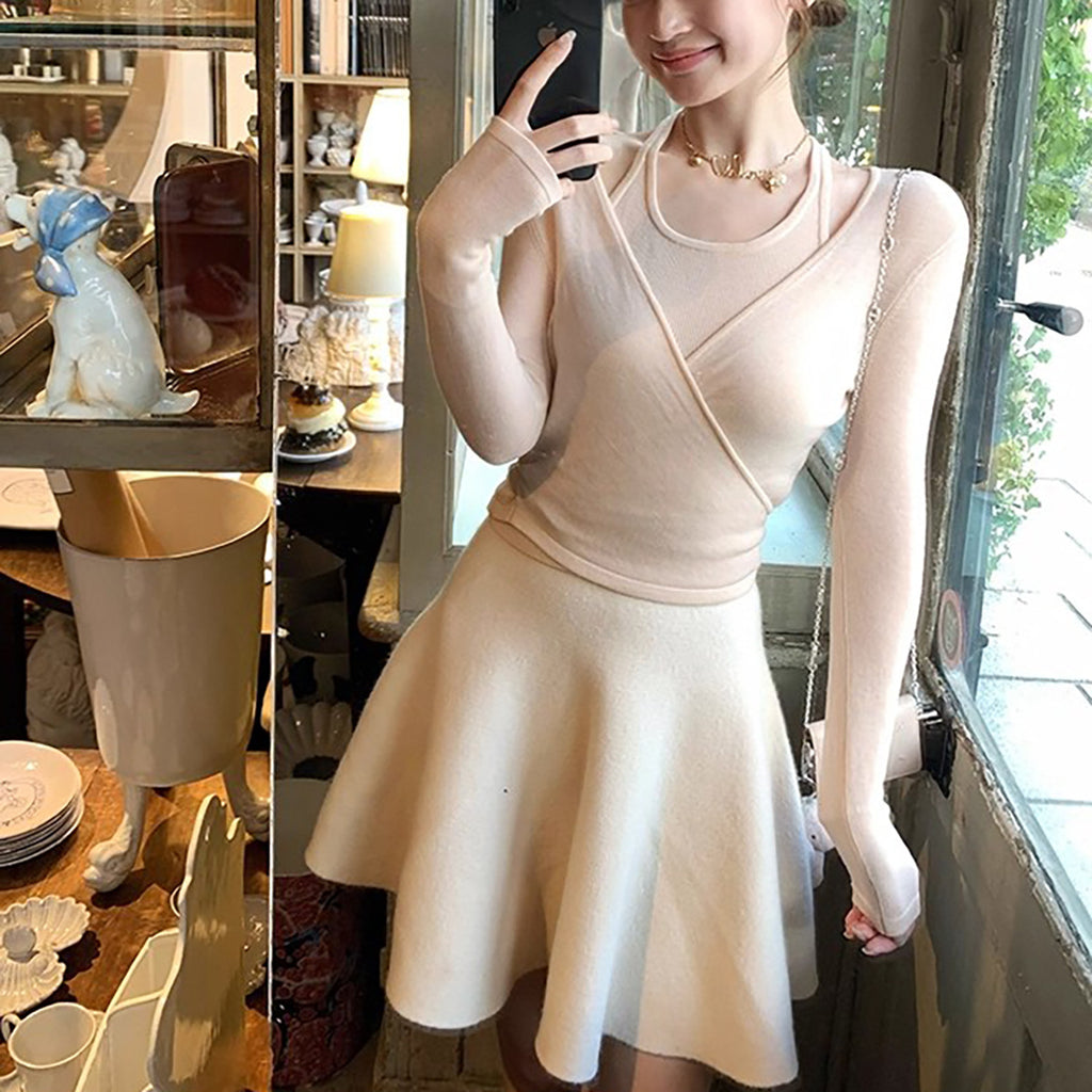 Sweet Girl Style Elegant Silhouette Wool Tailored Umbrella Skirt Slimming Midi Skirt Autumn Winter Solid Color