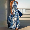 Spring New Women's Dress  Elegant Sexy Printed Long Fitted Dress