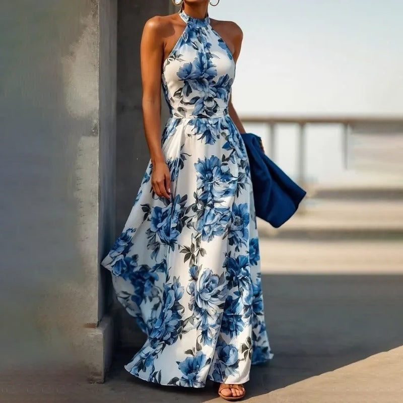 Spring New Women's Dress  Elegant Sexy Printed Long Fitted Dress