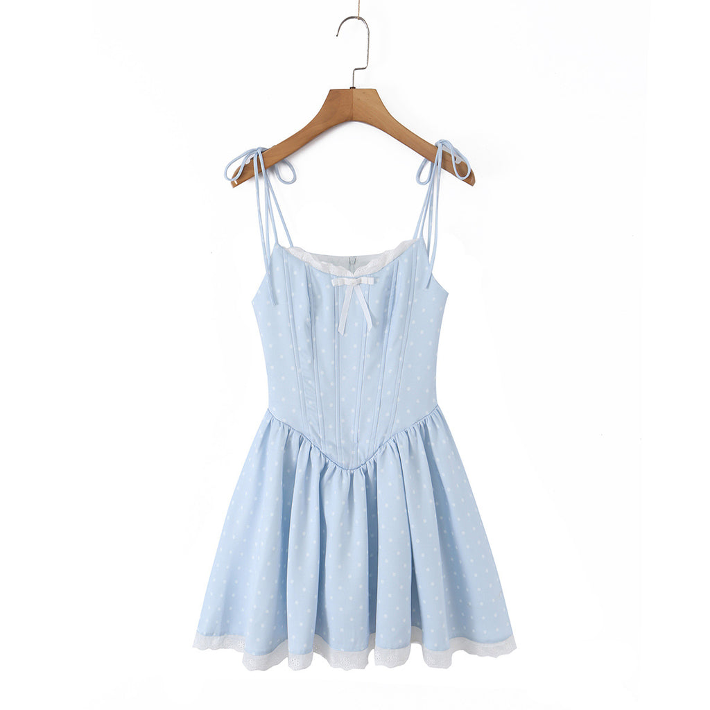 Princess Birthday Dress Strappy Dress for Women Summer Corset Waistline Elegant Party Mini Skirt