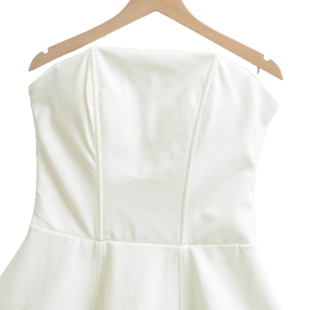 Strapless Dress Women Elegant Lady One Shoulder Birthday Cocktail Dress Princess Puff Short Skirt