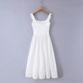 Stitch sleeve lace long hem dress