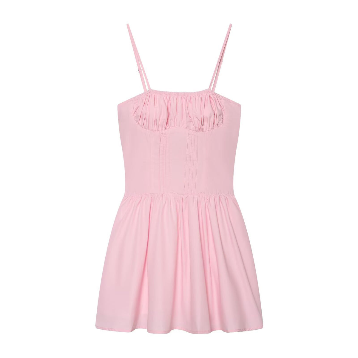 Hot girl waist cinched strapless suspender dress