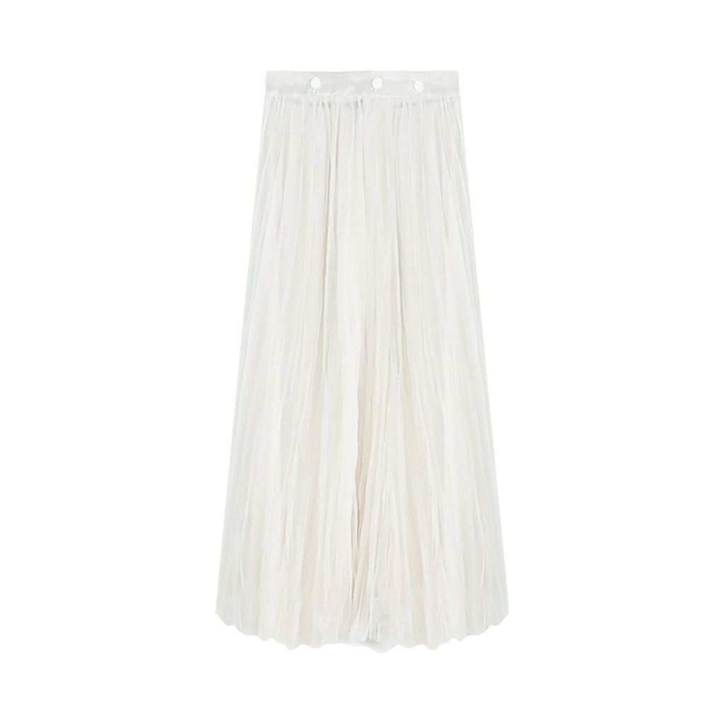Collectible Button Waist Vintage Ethereal Chiffon Skirt Long Skirt