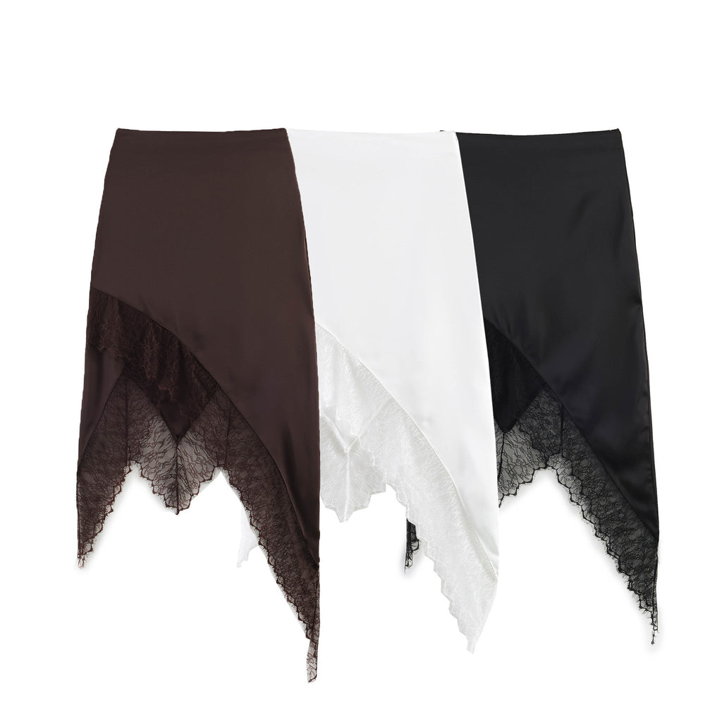 Lace patchwork irregular skirt