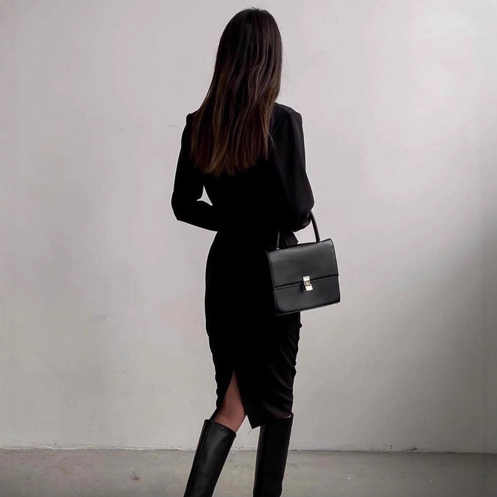 Elegant Long Sleeve Dress for Women French Vintage Style Autumn Fashion
