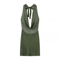 Spicy girl hanging neck V-neck sequined dress