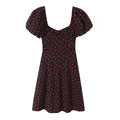 Wave dot bubble sleeve linen dress