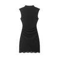 Commuting style elastic lace short dress