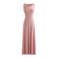 Elegant V-Neck Knitted Fitted Waist Cinched Sleeveless Tea Dress for Women Long Dress