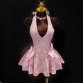 V-neck large skirt dress