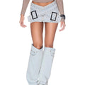 Fashionable Light Blue Denim Mini Skirt with Cross-Over Buckle Design, Bodycon Style