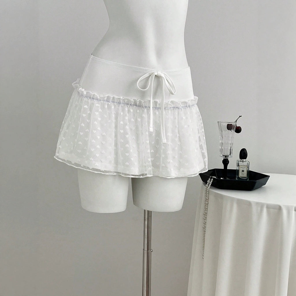 Lace low waisted short skirt