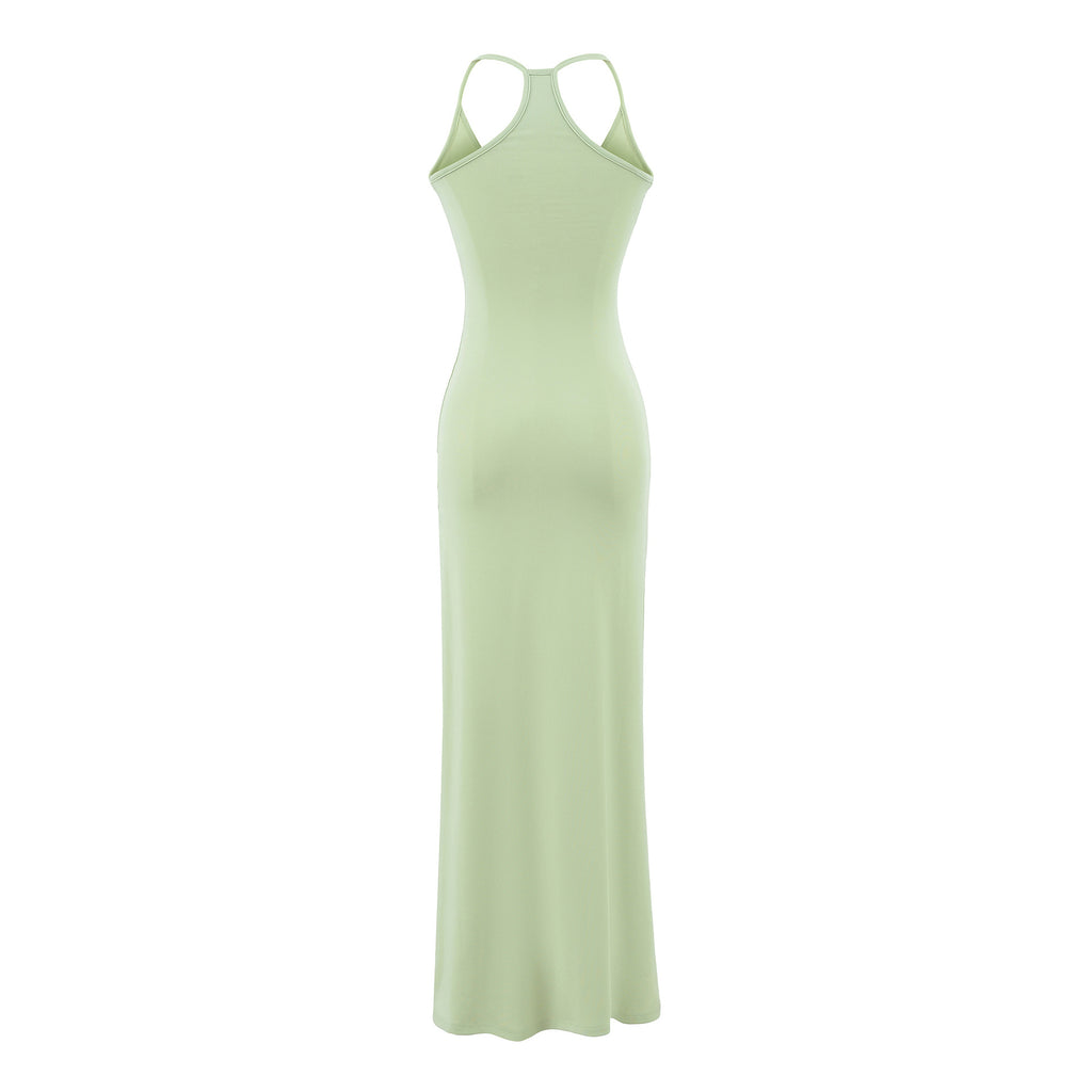 Fitted Bodycon Skirt for Women Summer Sexy U-Neck Backless Flowy Dress Long Dress