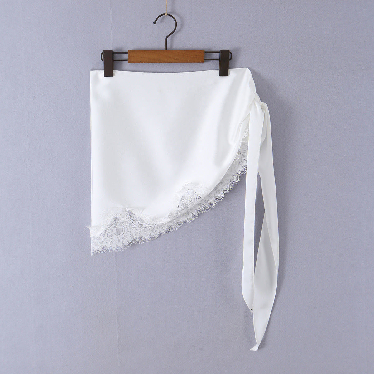 Lace patchwork triangular fart curtain lace up skirt