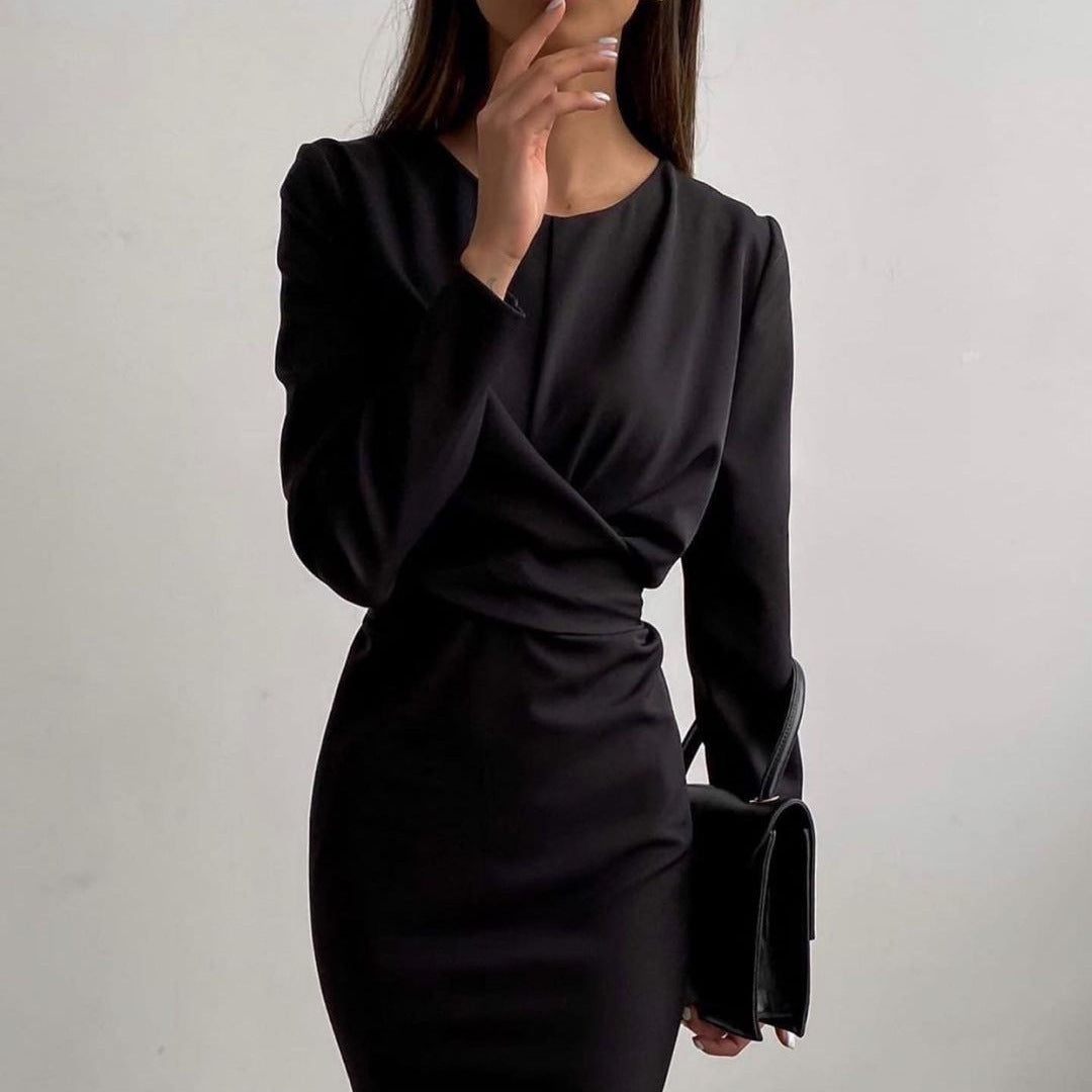 Elegant Long Sleeve Dress for Women French Vintage Style Autumn Fashion