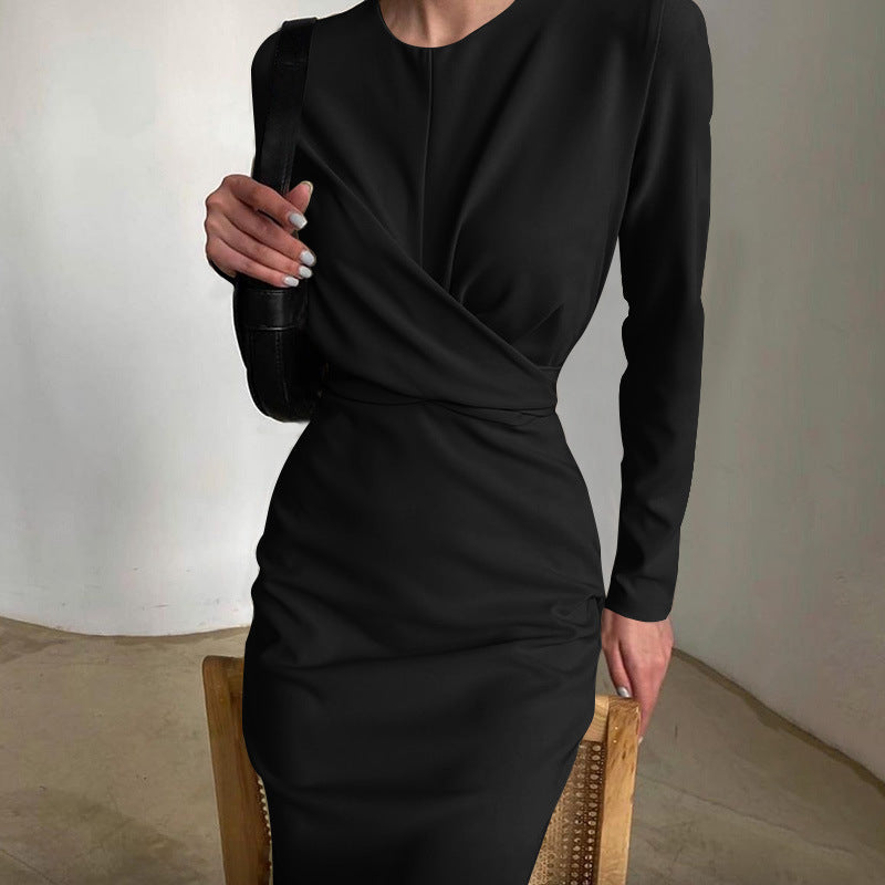 Elegant Long Sleeve Dress for Women French Vintage Style Autumn Fashion
