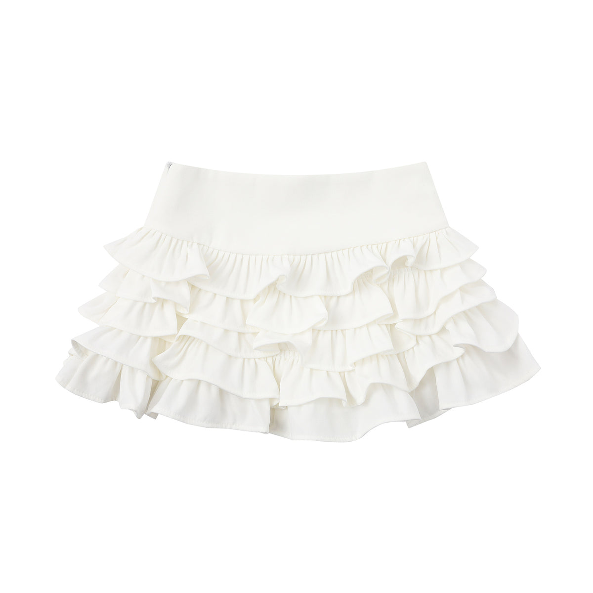 Layered Ruffle Skirt High Waist Solid Color Sweet Style Mini Skirt
