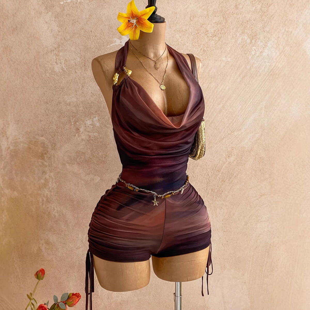 Color-blocked Tie-up Jumpsuit for Women