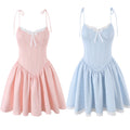 Princess Birthday Dress Strappy Dress for Women Summer Corset Waistline Elegant Party Mini Skirt