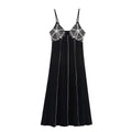 Embroidery V-Neck Sexy Backless Strap Long Dress for Women  Dress Elegant Design A-Line Dress