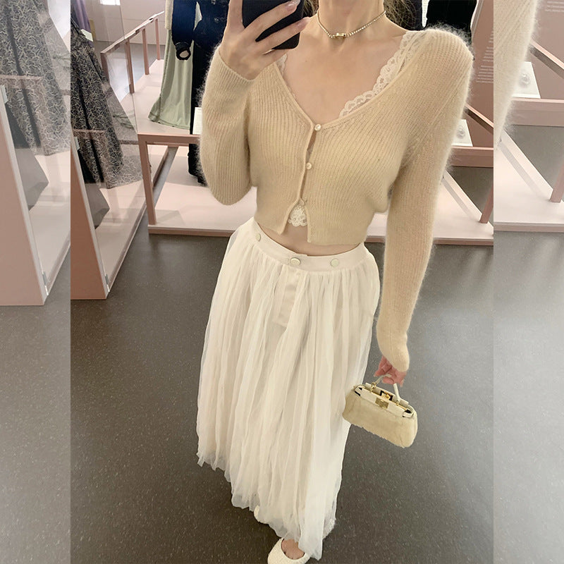 Collectible Button Waist Vintage Ethereal Chiffon Skirt Long Skirt