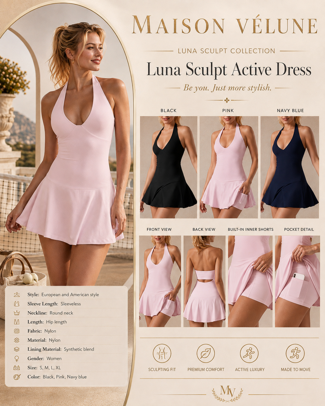 Luna Sculpt Active Dress