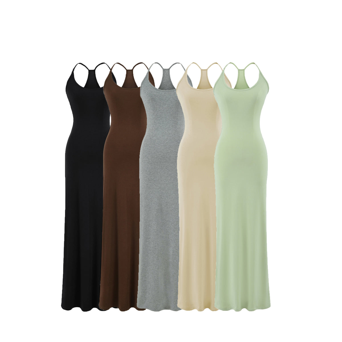 Fitted Bodycon Skirt for Women Summer Sexy U-Neck Backless Flowy Dress Long Dress