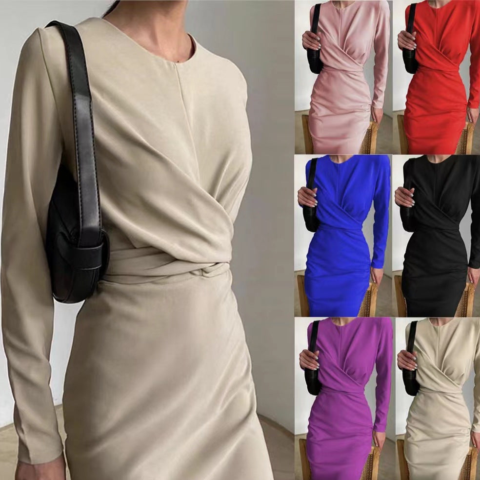 Elegant Long Sleeve Dress for Women French Vintage Style Autumn Fashion