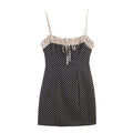 Spicy girl polka dot patchwork suspender dress