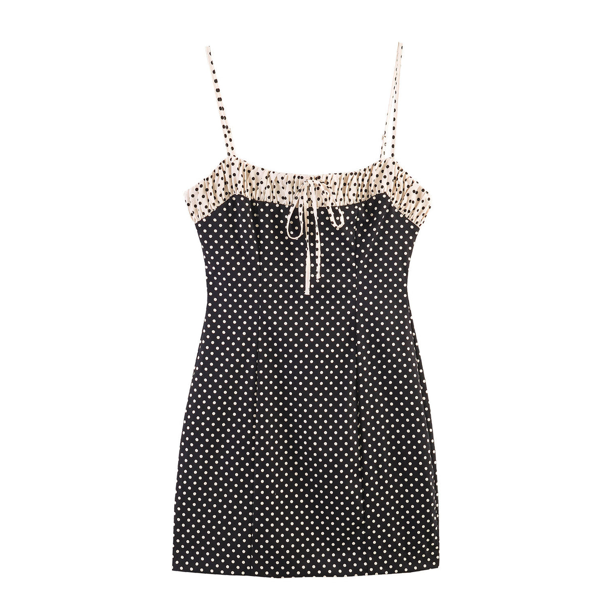 Spicy girl polka dot patchwork suspender dress