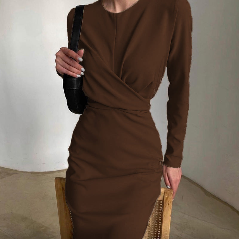 Elegant Long Sleeve Dress for Women French Vintage Style Autumn Fashion