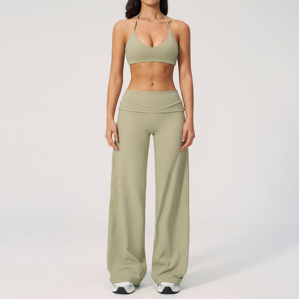 Fashionable Seamless Back Sports Bra Set with High-Waisted Leggings for Fitness, Running, Yoga and Casual Wear Style Activewear Set