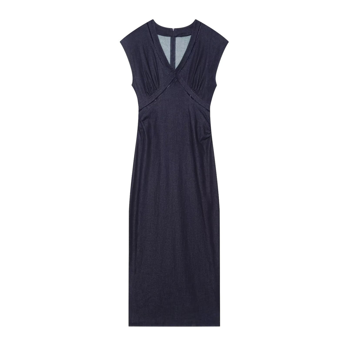 V-neck sleeveless patchwork midi dress