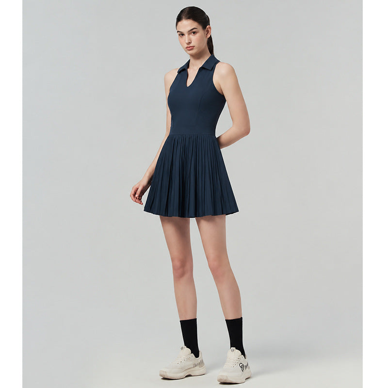 Professional Breathable Tennis Dress for Outdoor Badminton and Golf Sports, With Built-in Shorts
