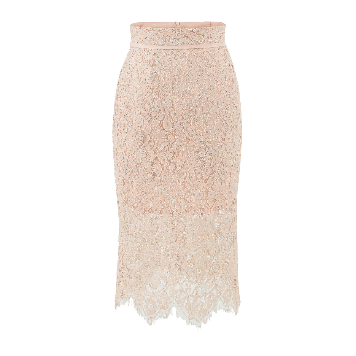 Black Hollow Lace Fitted High-End Women's Bodycon Mid-Length Skirt