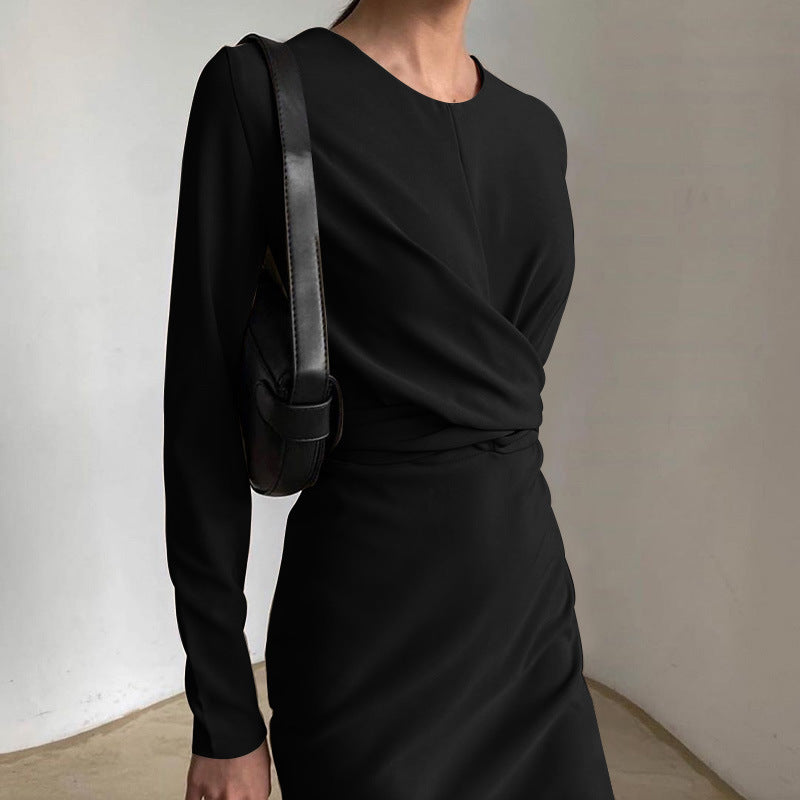 Elegant Long Sleeve Dress for Women French Vintage Style Autumn Fashion