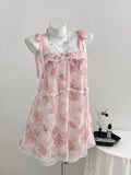Backless lace strap women's suspender dress