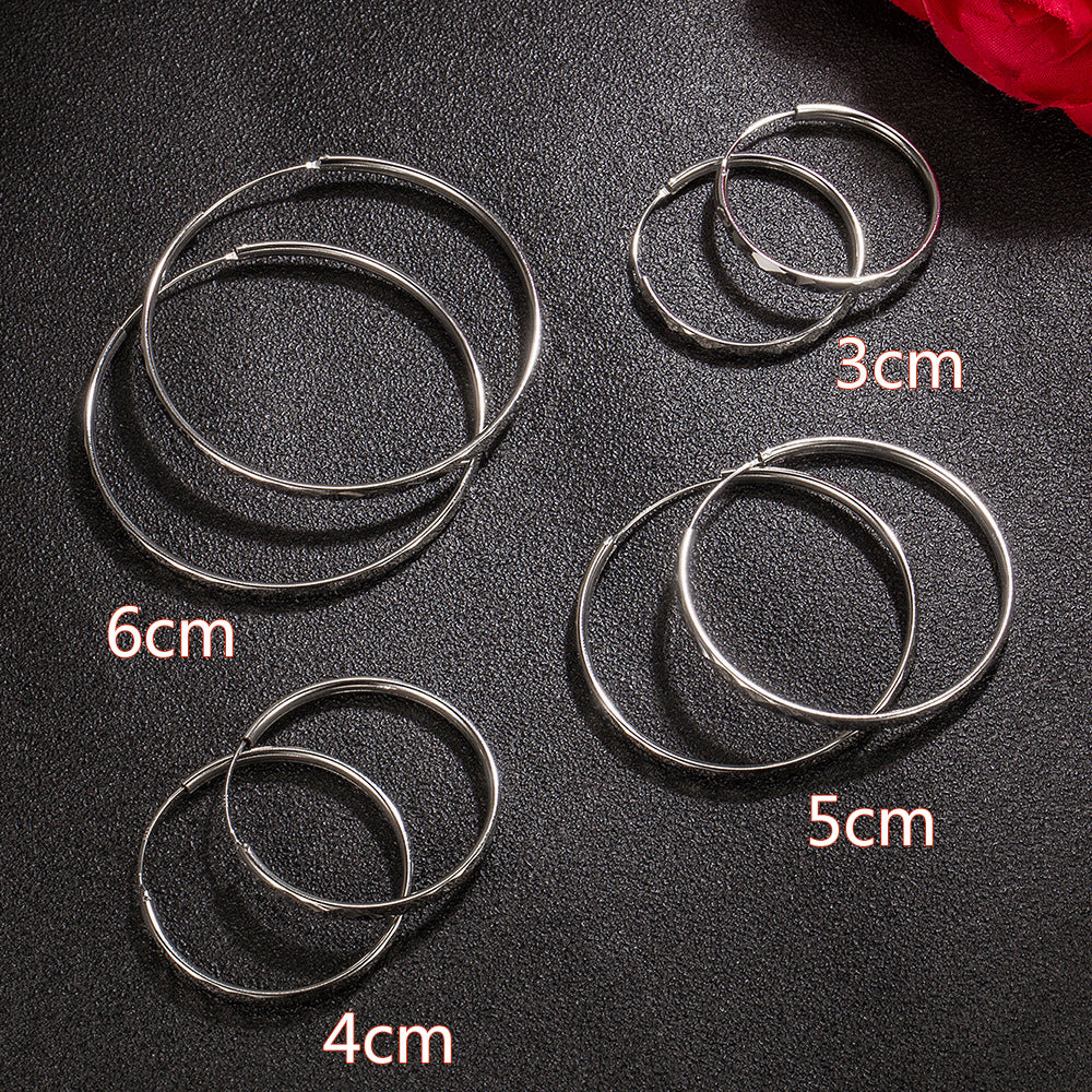 Fashion Silver Earrings  Rhombus Cut-out Hoop Exaggerated Oversized Hoop Ring New Style Earrings for Women