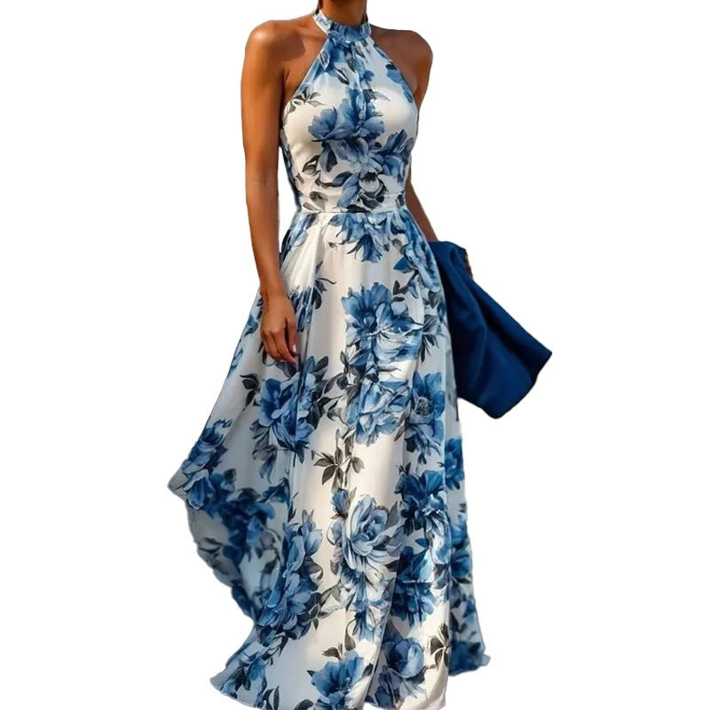 Spring New Women's Dress  Elegant Sexy Printed Long Fitted Dress