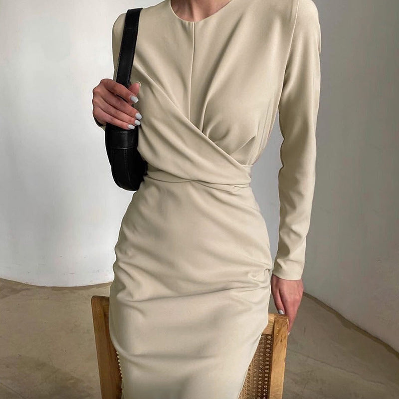 Elegant Long Sleeve Dress for Women French Vintage Style Autumn Fashion