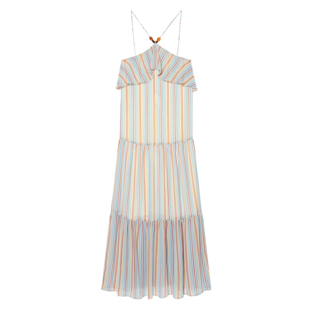 Ruffled bohemian halter dress