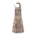 Print Chiffon Strap Dress for Women, Stretch One-Shoulder Slimming Beach Vacation Long Dress