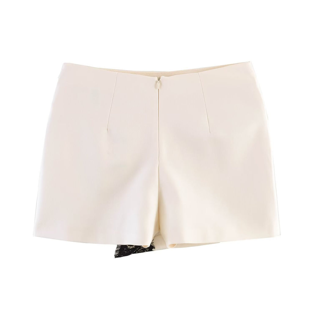 Spicy girl double breasted lace patchwork skirt pants