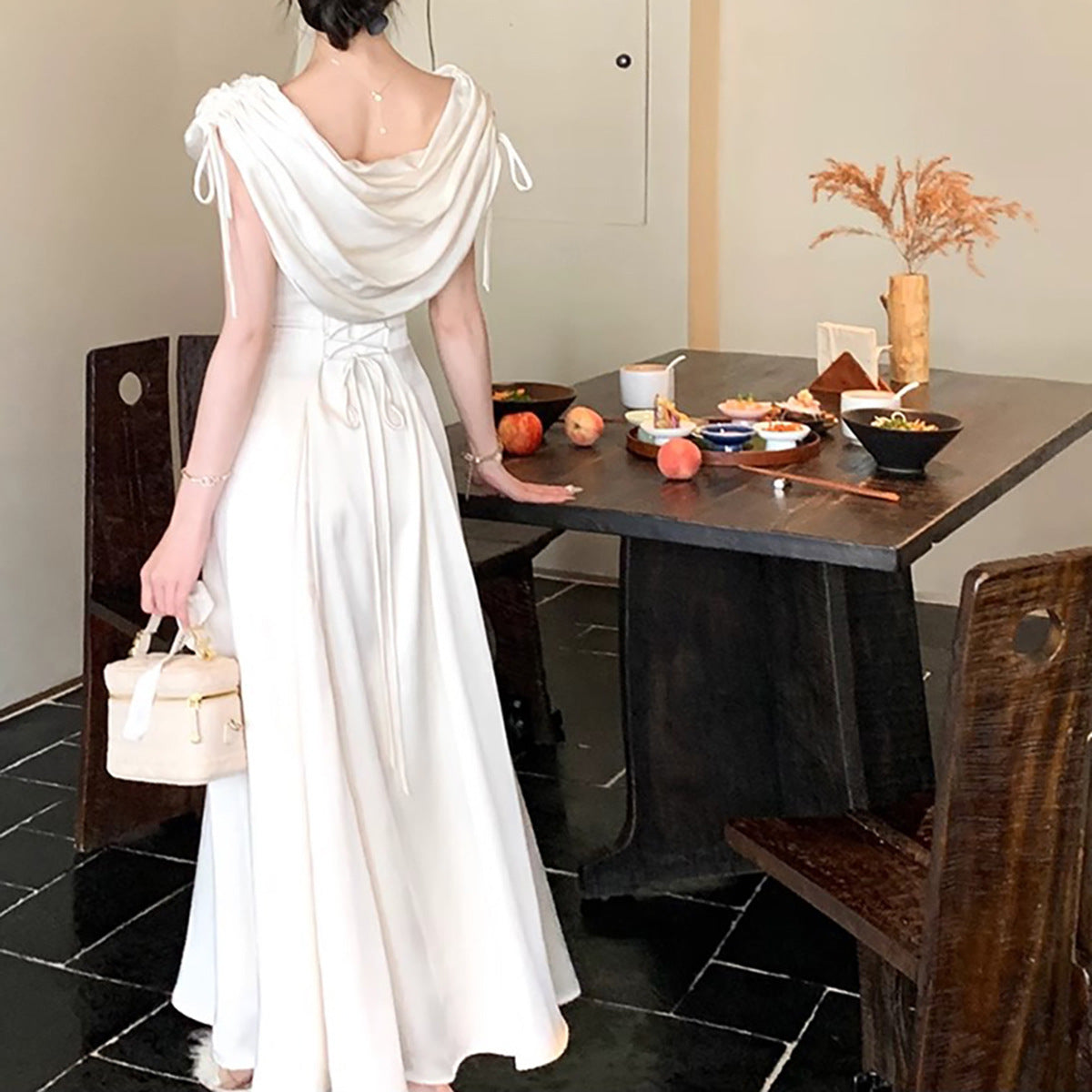 Flared Skirt French Elegant Off-Shoulder Vintage Hollywood Dress